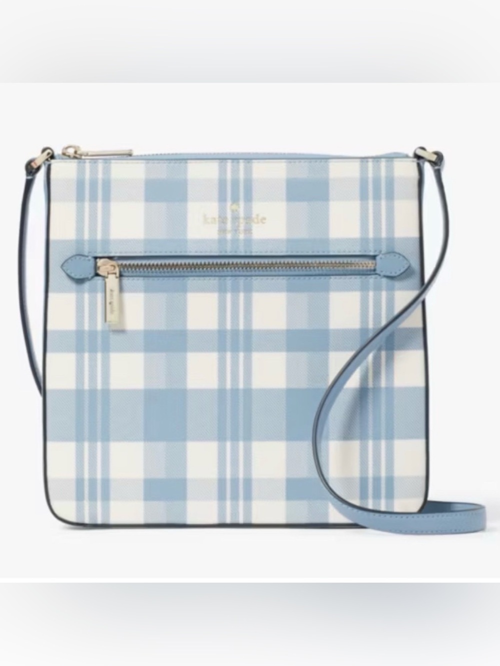 KATE SPADE ♠️ New York 🩵🤍Sadie🤍🩵 GINGHAM PRINTED NORTH SOUTH BAG🌟LIKE NEW🌟